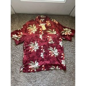Caribbean Joe Men's 100% Rayon Short Sleeve Floral Casual Hawaiian Shirt XXL Red